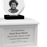 Memorial Heart Child 3D Crystal White Wood Urn Set