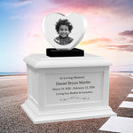 Memorial Heart Child 3D Crystal White Wood Urn Set