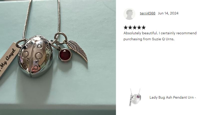 Ladybug Ash Pendant Urn - Love Charms™ Option