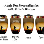 Lake Fishing Medium or Adult Cremation Urn - Tribute Wreath™ Option - Pro Personalization - Burial Vault Option