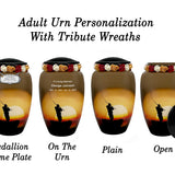 Lake Fishing Medium or Adult Cremation Urn - Tribute Wreath™ Option - Pro Personalization - Burial Vault Option