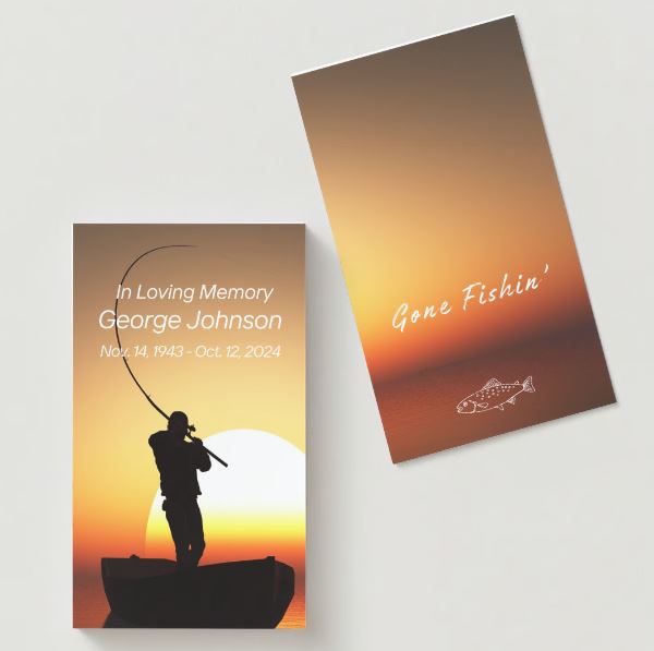 Lake Fishing Gone Fishin' Memorial Cards - Funeral  Cards - Celebration of Life Cards