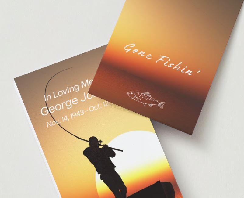 Lake Fishing Gone Fishin' Memorial Cards - Funeral  Cards - Celebration of Life Cards