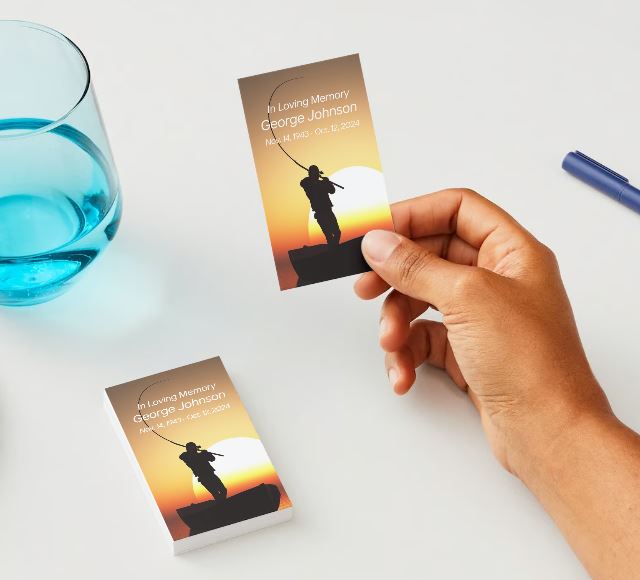 Lake Fishing Gone Fishin' Memorial Cards - Funeral  Cards - Celebration of Life Cards