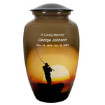 Lake Fishing Medium or Adult Cremation Urn - Tribute Wreath™ Option - Pro Personalization - Burial Vault Option