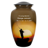 Lake Fishing Medium or Adult Cremation Urn - Tribute Wreath™ Option - Pro Personalization - Burial Vault Option