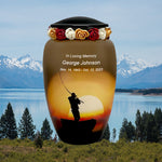Lake Fishing Medium or Adult Cremation Urn - Tribute Wreath™ Option - Pro Personalization - Burial Vault Option