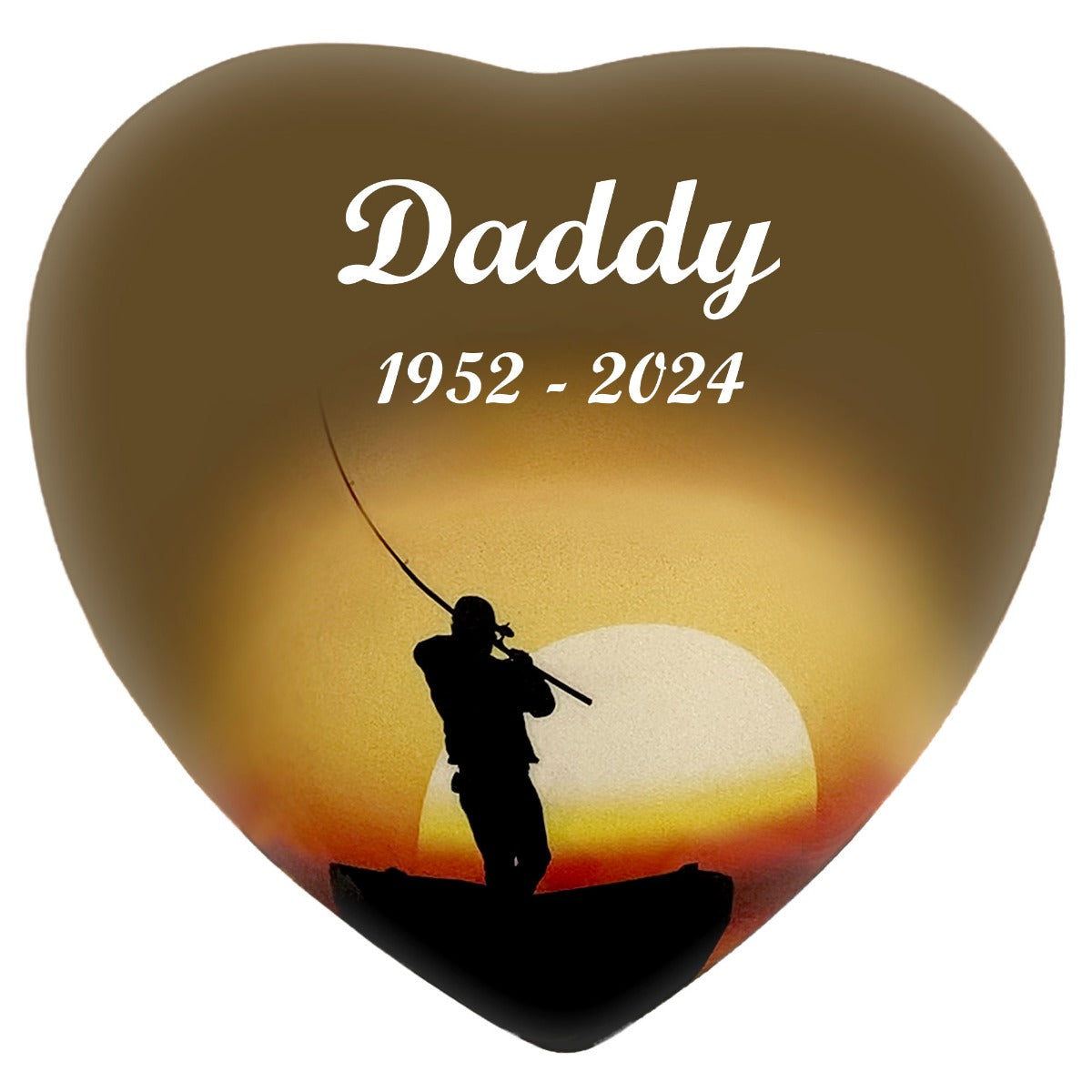 Lake Fishing Heart Keepsake Urn - Stand Option
