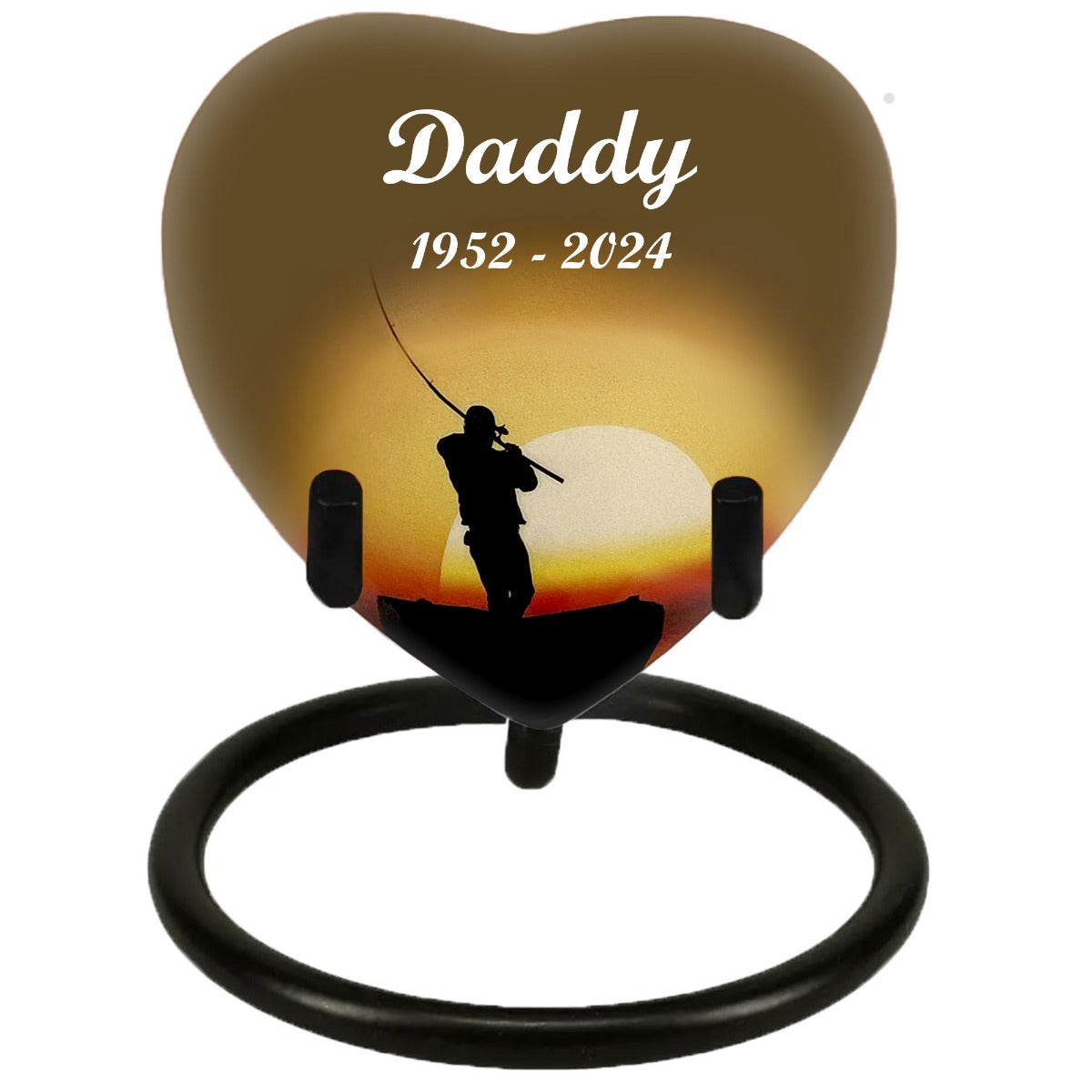 Lake Fishing Heart Keepsake Urn - Stand Option