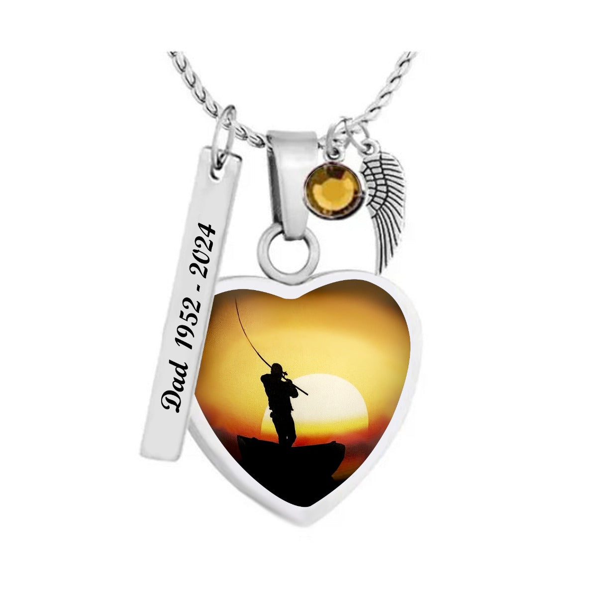 Lake Fishing Heart Jewelry Urn - Love Charms® Option