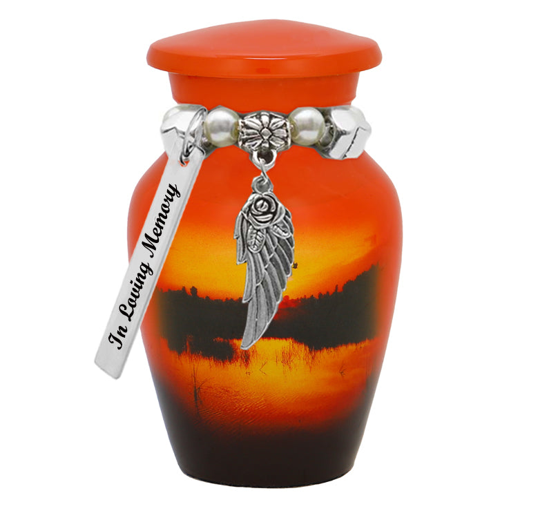 Lakeside Sunset Keepsake Urn - Love Charms Options