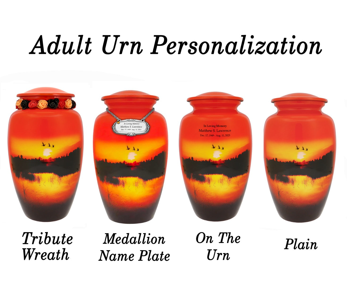 Free Cremation Adult Urn - Shipping Fee Required - Choose Engraving - Burial Vault Option 