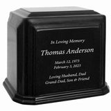 3D Diamond Crystal Black Monarch Granite Extra Large Adult Urn