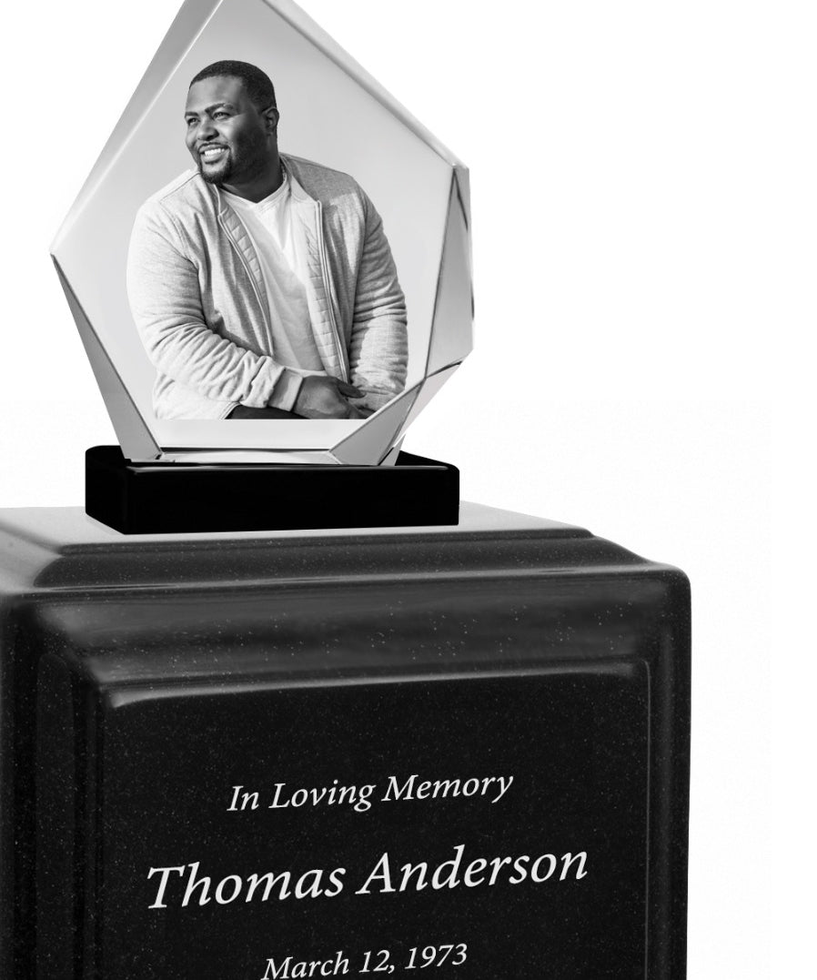 3D Diamond Crystal Black Monarch Granite Extra Large Adult Urn