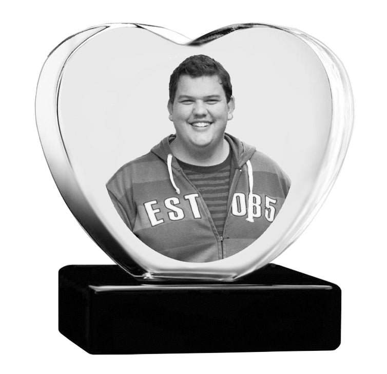 3D Heart Crystal White Monarch Granite Extra Large Adult Urn