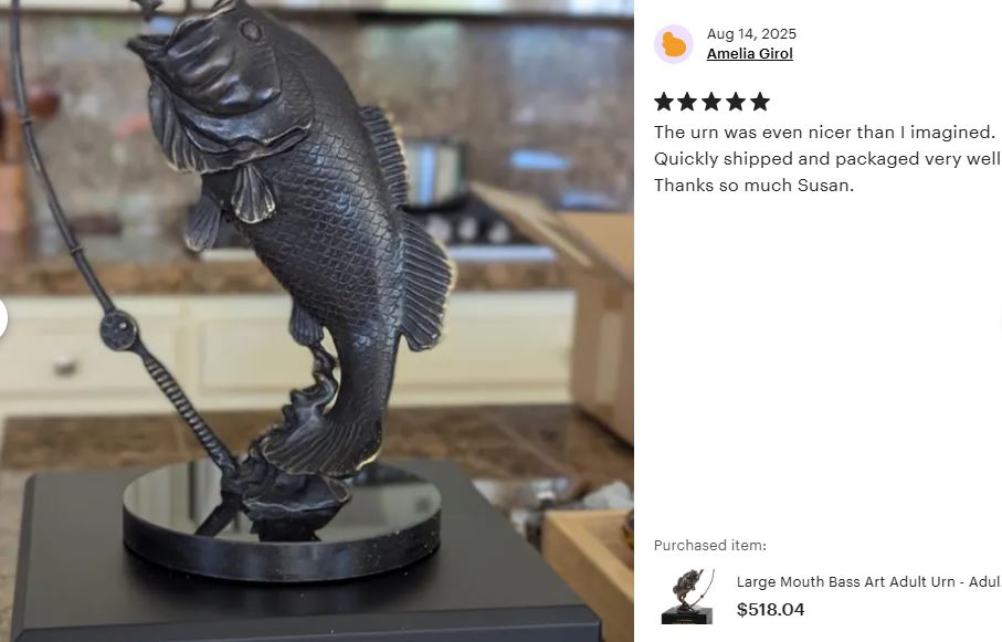 Large Mouth Bass Adult Cremation Urn – Handmade Wood Urn