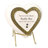 Large Dog Golden Heart Photo or Paw Prints Urn - Dog Brass Urn - Free Golden Stand