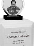 3D Heart Crystal White Monarch Granite Extra Large Adult Urn