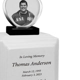 3D Heart Crystal White Monarch Granite Extra Large Adult Urn