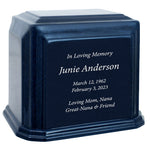 3D Rectangle Crystal Blue Monarch Granite Extra Large Adult Urn