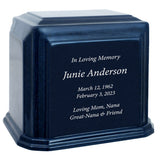 3D Rectangle Crystal Blue Monarch Granite Extra Large Adult Urn
