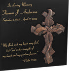 Lashed Cross & Scripture Wood Cremation Adult Urn