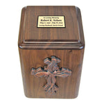 Lashed Cross Walnut Wood Cremation Adult Urn