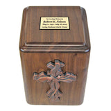 Lashed Cross Walnut Wood Cremation Adult Urn