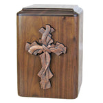 Lashed Cross Walnut Wood Cremation Adult Urn