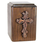 Lashed Cross Walnut Wood Cremation Adult Urn