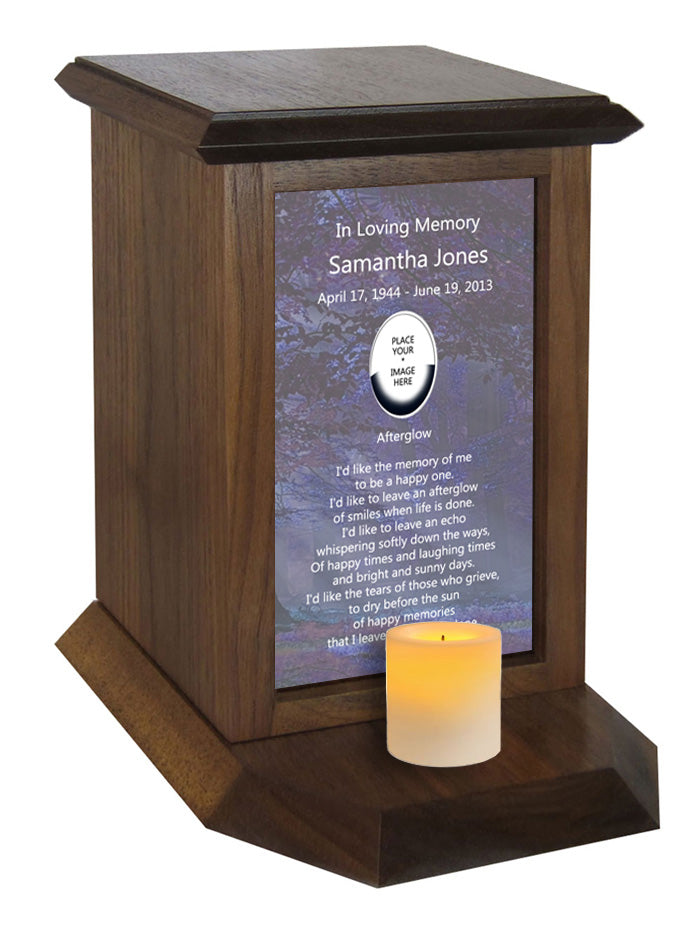 Violet Forest Poem Urn with Picture