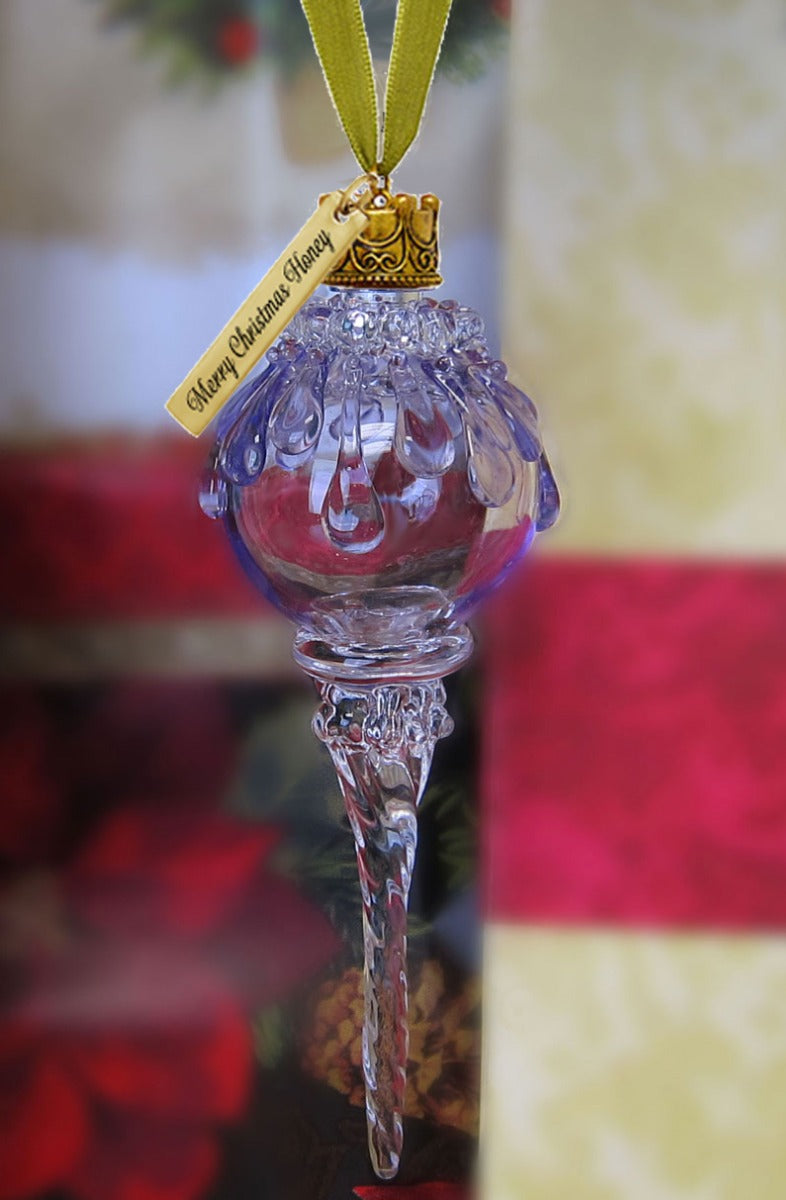 Lavender Snowball Icicle Ornament Keepsake - Love Charms® Option