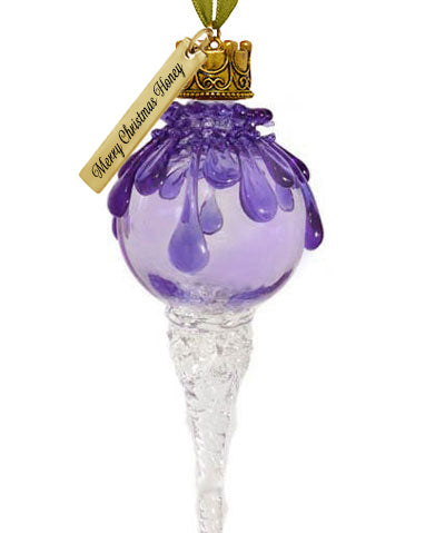 Lavender Snowball Icicle Ornament Keepsake - Love Charms® Option