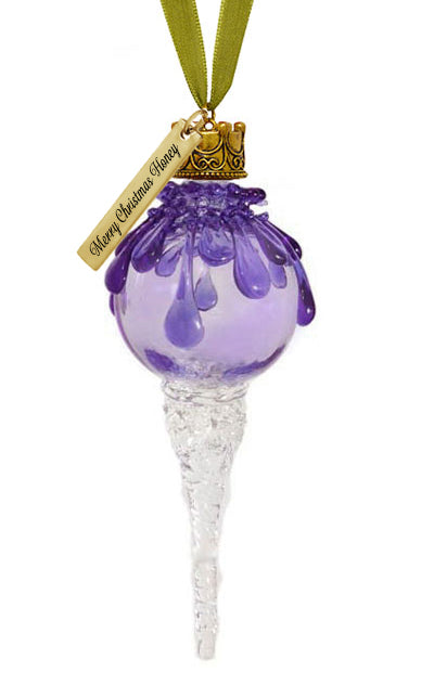 Lavender Snowball Icicle Ornament Keepsake - Love Charms® Option