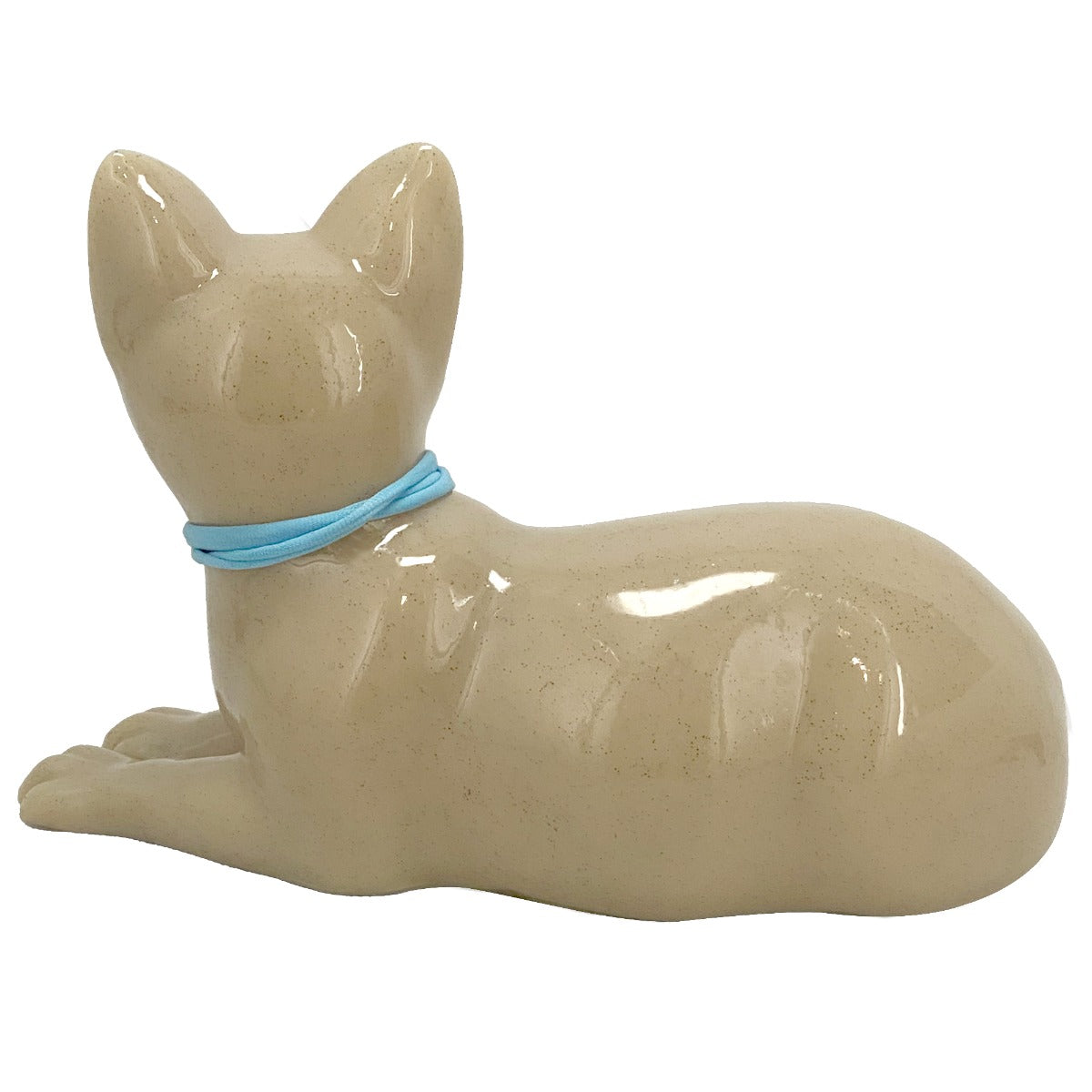 Laying Cat Urn - Love Charms® Option - Engravable & Fur Holder - Collar Color Choice