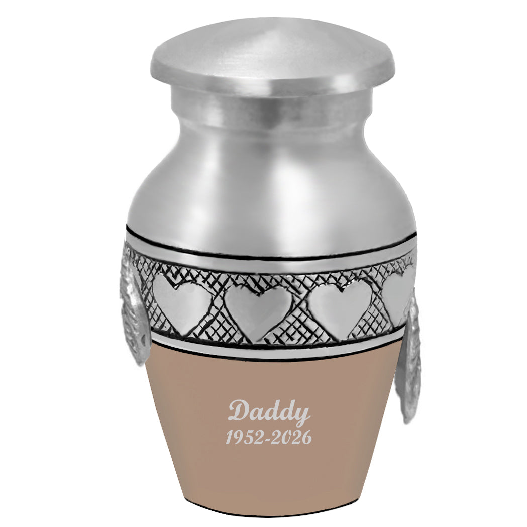 Wings of an Angel Leather Circle of Hearts Keepsake Urn - Engraving Option