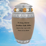 Leather Hearts Pewter Adult Urn - Tribute Wreath™ - Pro Laser Engraving - Burial Vault Option