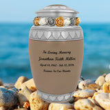 Leather Hearts Pewter Adult Urn - Tribute Wreath™ - Pro Laser Engraving - Burial Vault Option