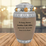 Leather Hearts Pewter Adult Urn - Tribute Wreath™ - Pro Laser Engraving - Burial Vault Option