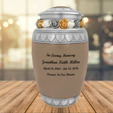Leather Hearts Pewter Adult Urn - Tribute Wreath™ - Pro Laser Engraving - Burial Vault Option