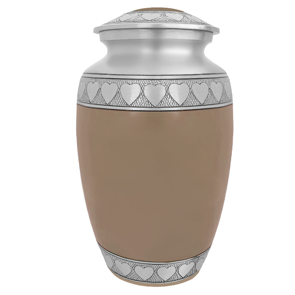 Leather Hearts Pewter Adult Urn - Tribute Wreath™ - Pro Laser Engraving - Burial Vault Option