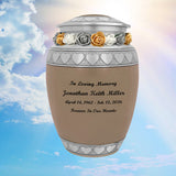Leather Hearts Pewter Medium Urn - Tribute Wreath™ - Pro Laser Engraving