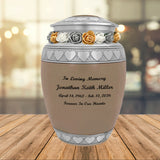Leather Hearts Pewter Medium Urn - Tribute Wreath™ - Pro Laser Engraving