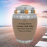 Leather Hearts Pewter Medium Urn - Tribute Wreath™ - Pro Laser Engraving