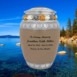 Leather Hearts Pewter Medium Urn - Tribute Wreath™ - Pro Laser Engraving
