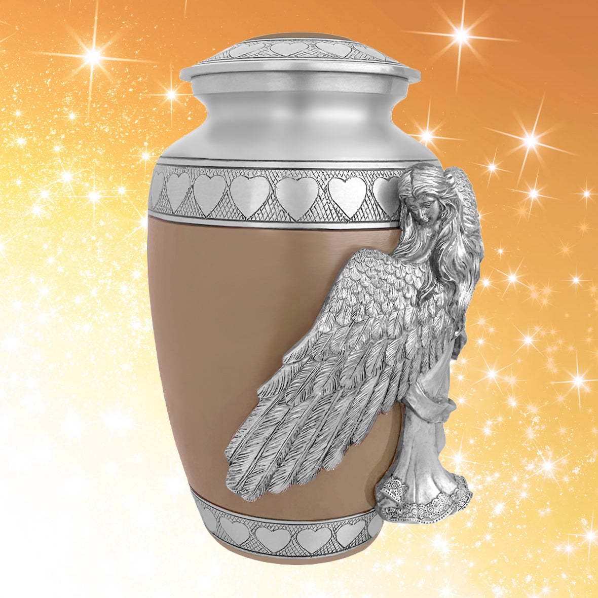 Wings of an Angel Leather Hearts Adult Urn - Pro Laser Engraving - Burial Vault Option