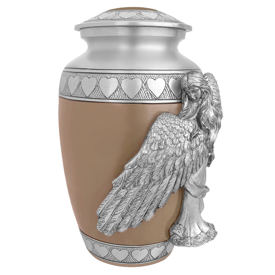 Wings of an Angel Leather Hearts Adult Urn - Pro Laser Engraving - Burial Vault Option
