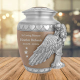 Medium, Youth or Pet Wings of an Angel Leather Hearts Urn - Pro Laser Engraving