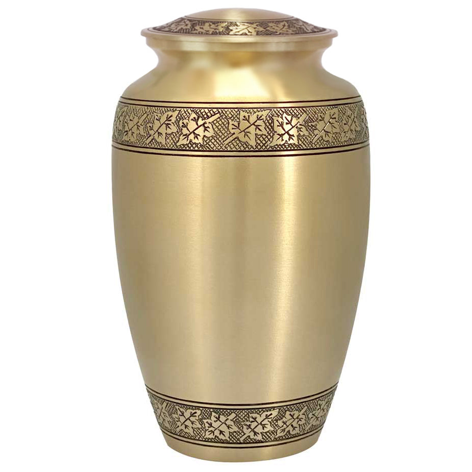Leaves Of Peace Brass Cremation Urn - Tribute Wreath™ - Pro Diamond Engraving
