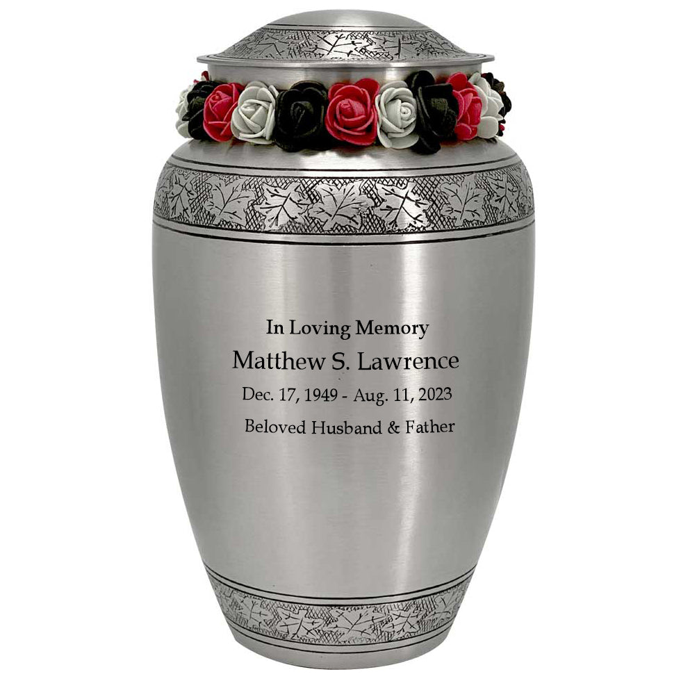 Leaves Of Peace Pewter Cremation Urn - Tribute Wreath™ - Pro Diamond Engraving